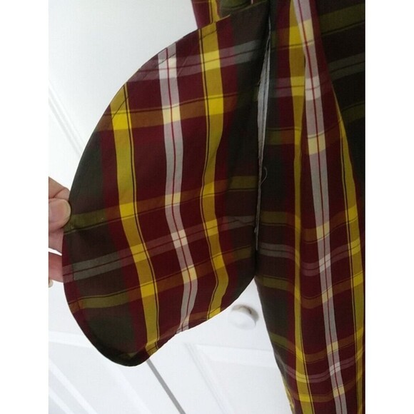 TRA MAD RKE Plaid L/S Cotton Belted Dress Pockets Buttons Vintage FINAL - Picture 13 of 16